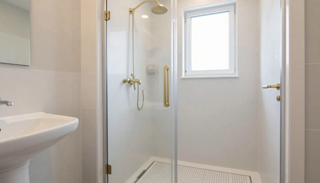 Bagno luminoso con maniglione e tappeto antiscivolo
