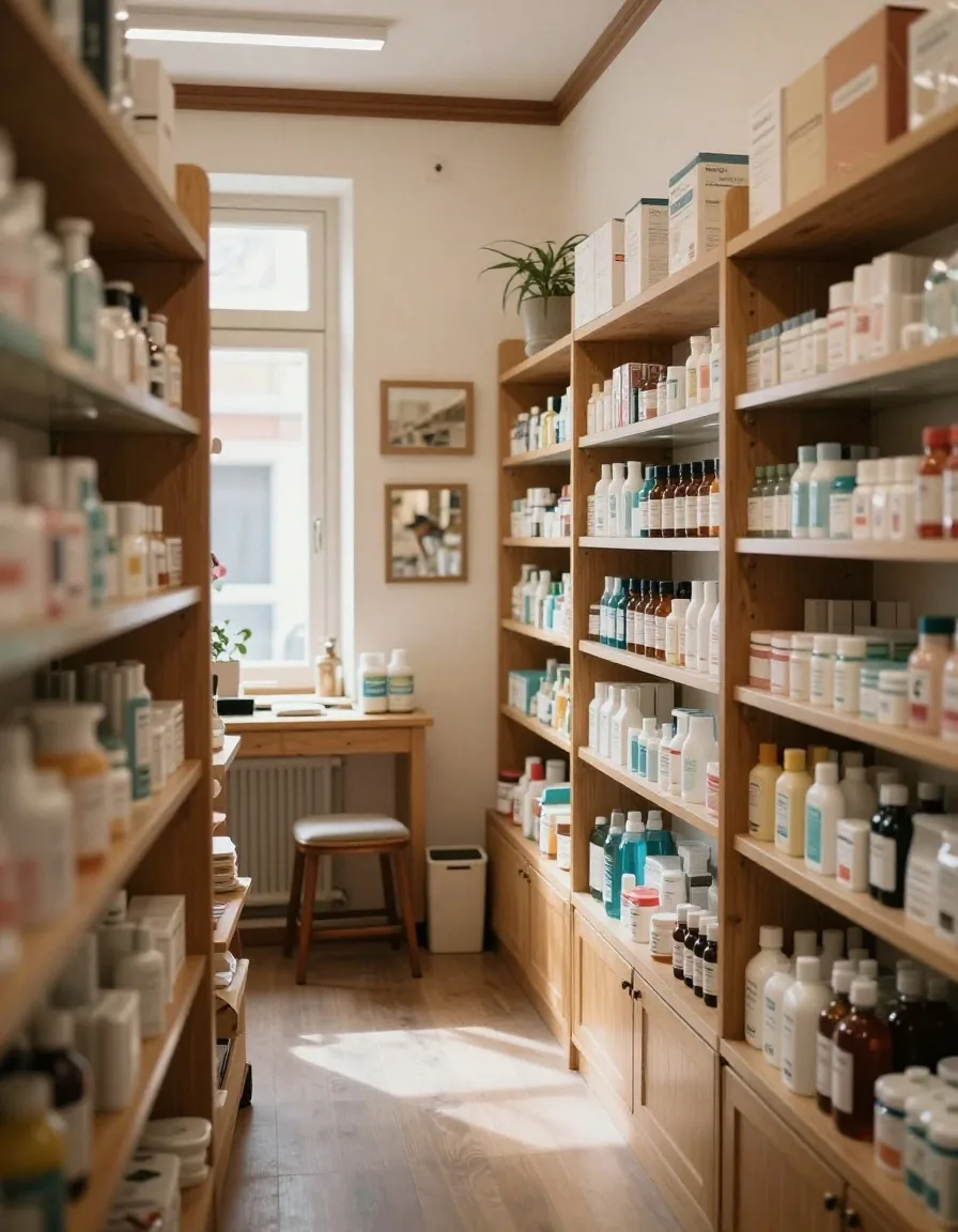 Banco di una farmacia italiana con assistenza al cliente