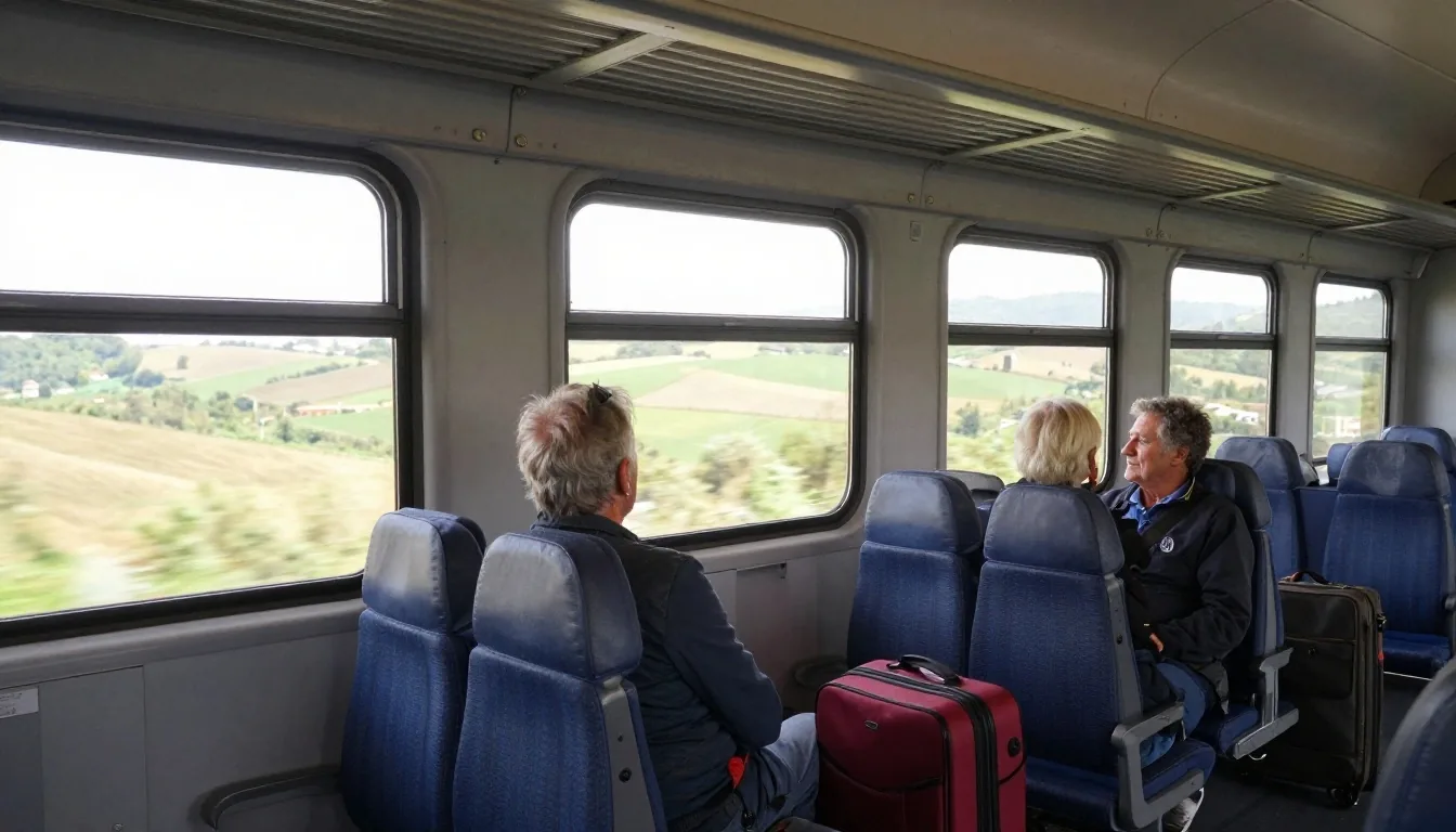 Viaggio in treno verso una città italiana